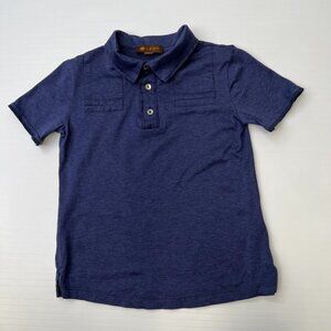 Leon Polo Boy 4T Navy Made In Italy 6Y Cotton Short Sleeve Shirt Party Core No